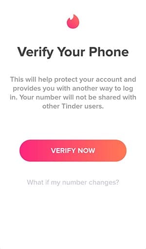 Tinder mobile verification